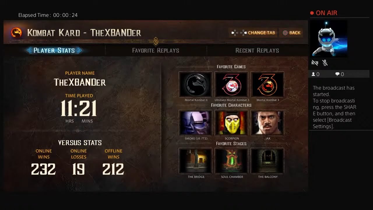 TheXBANDer's Live PS4 Broadcast 11-11-25 online matches MK Legacy Kollection