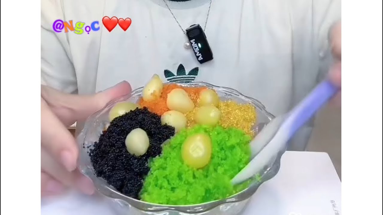 ASMR ) Cut Eating  Mixed Colored Fish Eggs and Garlic🐟🐠 🐡🐡🐠🐠