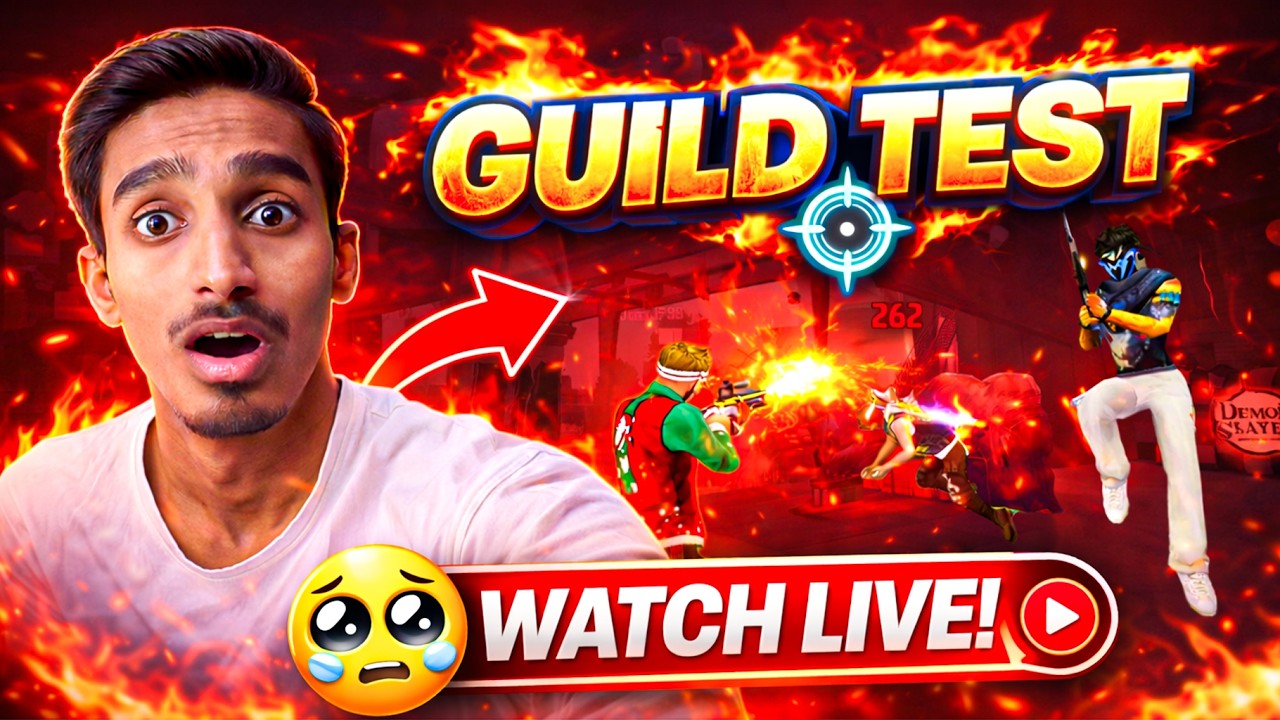 FREE FIRE GUILD TESTING 💔🔥 1VS2 GUILD TEST LIVE  🔴 FT. JUST E-SPORTS | GUILD TESTING LIVE