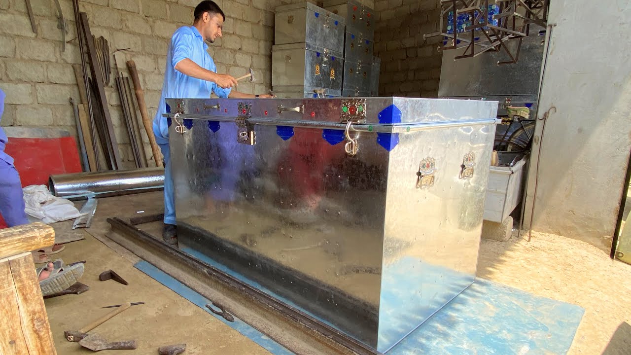 Amazing Technique Made Unusual Big Storage Box With Galvanized Steel Sheet