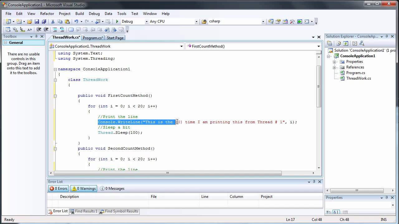 How to Create a Multi-Threading Application - C# C Sharp Visual Studio 2008