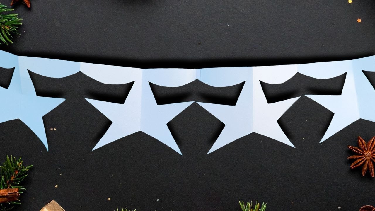 Einfache dekorative Papiergirlande für Weihnachten /Papierschneideanleitung / Stern