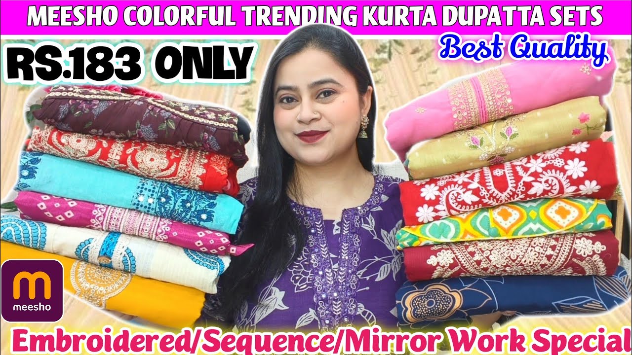 🥰Meesho Partywear Kurta Dupatta Sets Haul Starting Rs.183🥰Embroidered/Sequence/Mirror Work #meesho 