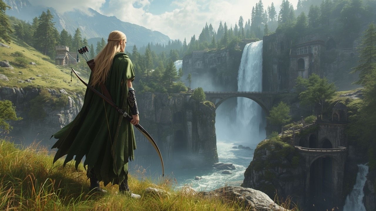 Soft Medieval Music for Reading & Study | Legolas’ Elven Waterfall Valley
