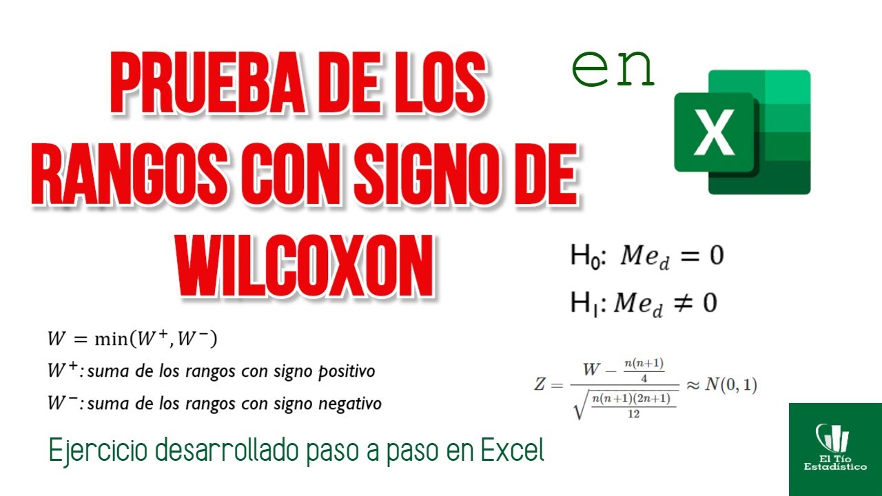 Cómo hacer el test de RANGOS CON SIGNOS DE WILCOXON ✅en Excel ⭐⭐⭐
