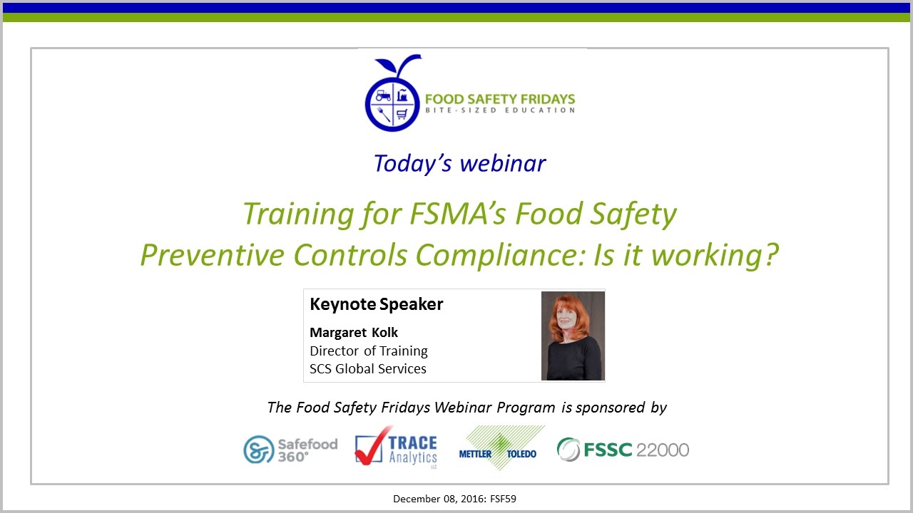 Training for FSMA’s Food Safety Preventive Controls Compliance: Is it working?