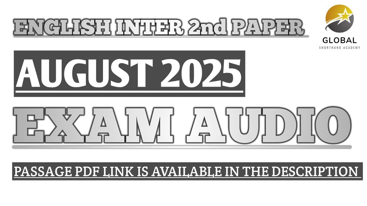 AUG 2025 SHORTHAND EXAM AUDIO ENGLISH INTER 2nd PAPER | DOTE EXAM AUDIO