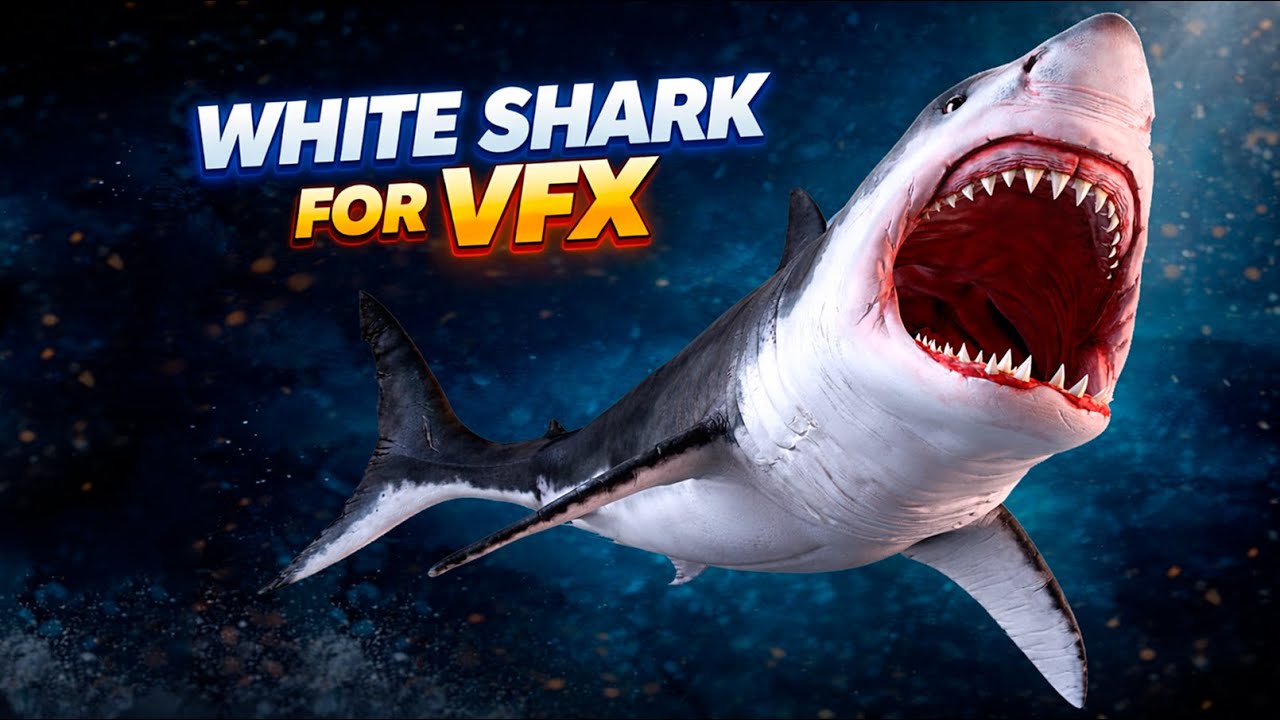 Realistic White Shark for VFX – Sculpting & Texturing Workflow in ZBrush