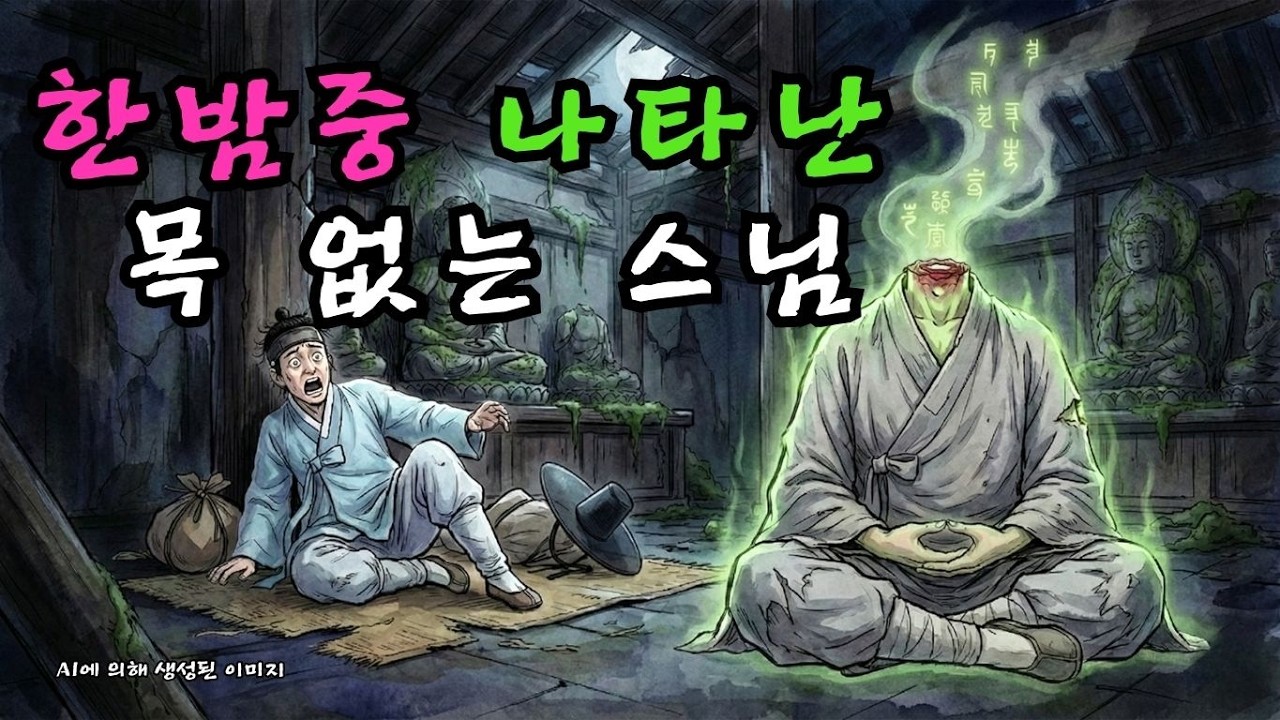 폐사에서 하룻밤을 청한 나그네, 한밤중 목 없는 스님의 불경 소리에 잠을 깨다 | 무서운 옛날이야기 | 야담 | 민담  |  조선시대