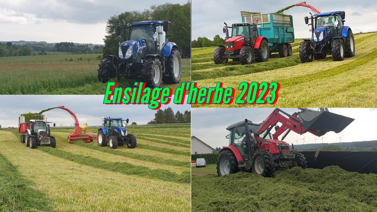 Ensilage d'herbe ! N H T7 170 Blue power Valtra N104 Massey 6470, Massey 5611