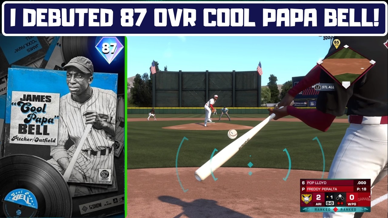 Я дебютировал с рейтингом 87 Ovr COOL PAPA BELL в своей первой игре рейтингового сезона в MLB The...