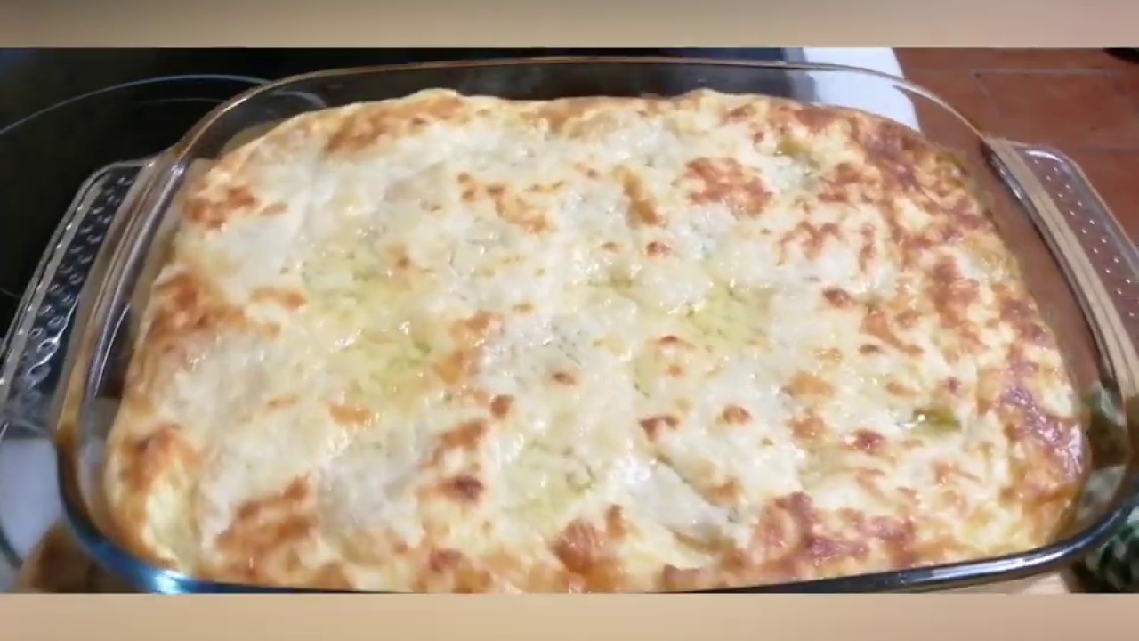 Sufle de queso con jamón y patatas