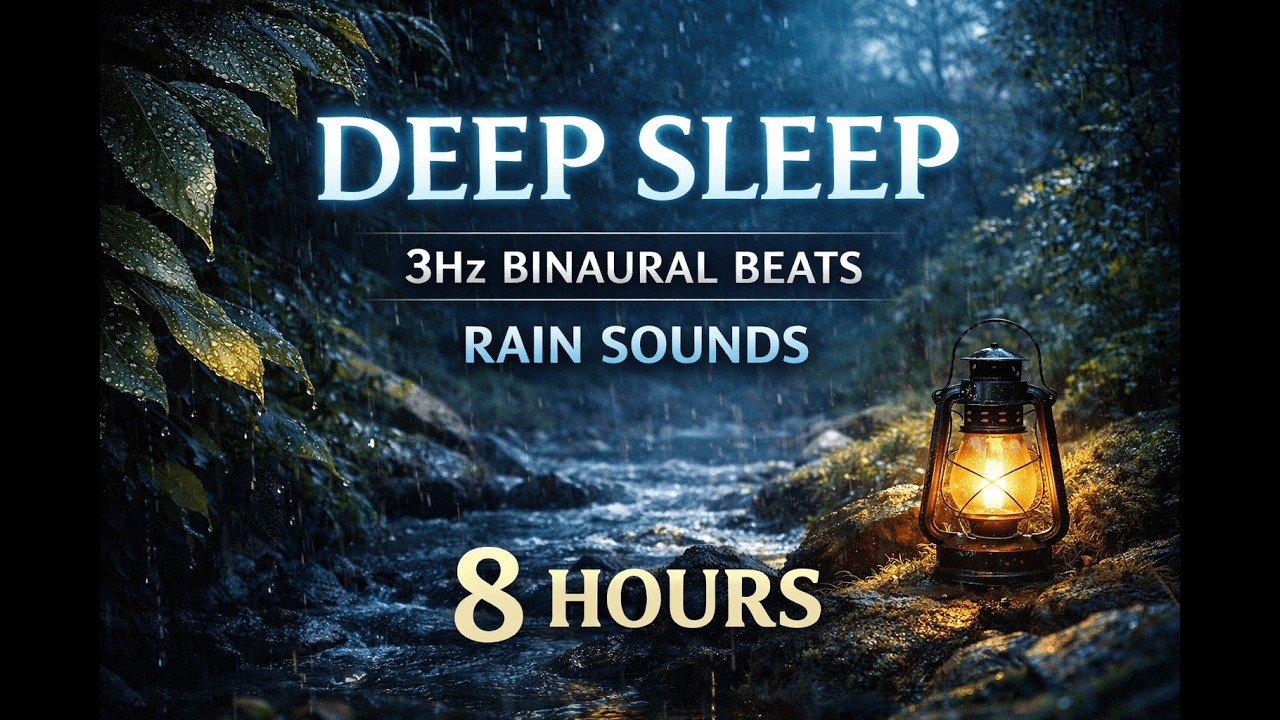 3 Hz Deep Sleep Binaural Beats | Rain Sounds | 8 Hours | Headphones