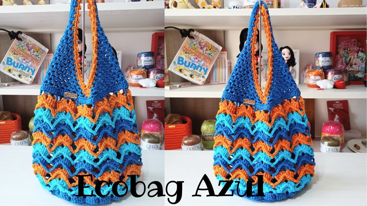 Ecobag de crochê Azul