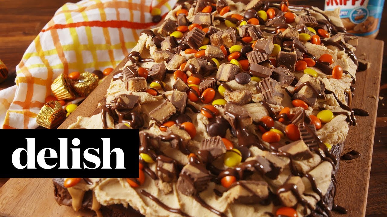 Chocolate Peanut Butter Poke Cake | Delish