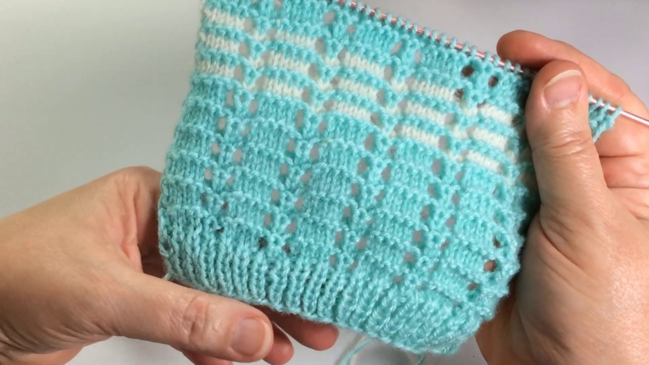 Ажур на лето / Вязание спицами / Easy Bicolor Lace Knit Pattern.