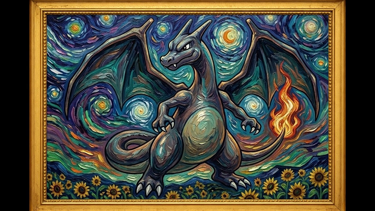 2-Hour 4K Frame TV Art | The Star Gazing Charizard | Wallpaper TV Art | WLPR GLLRY