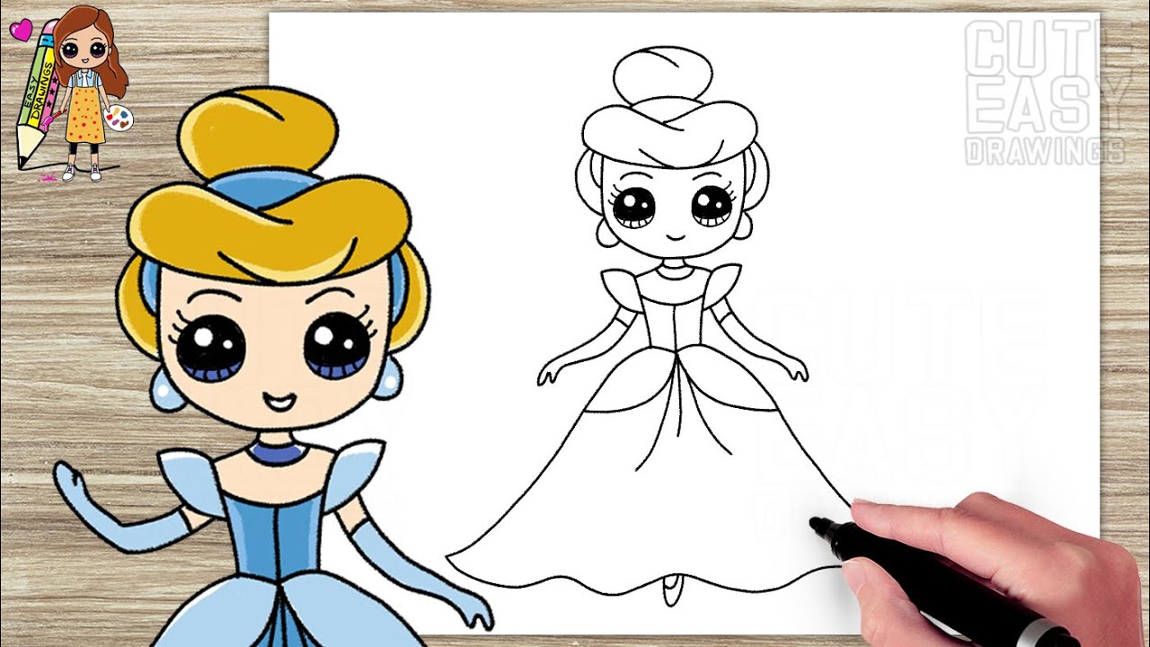 How to Draw Princess Cinderella, Simple and Easy