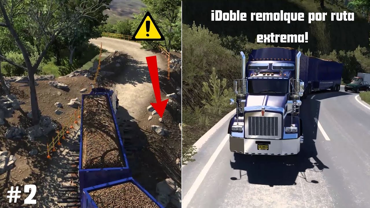 ¡Doble remolque por ruta extrema hacia minas de muzo! parte 2 #americantrucksimulator #simulator