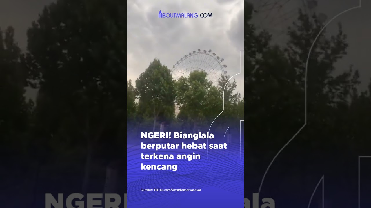 NGERI! Bianglala berputar hebat saat terkena angin kencang