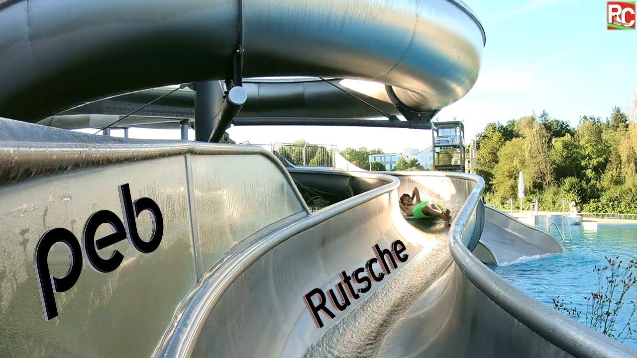 peb Passau Freibad - Röhrenrutsche / steel water slide  4K Onride