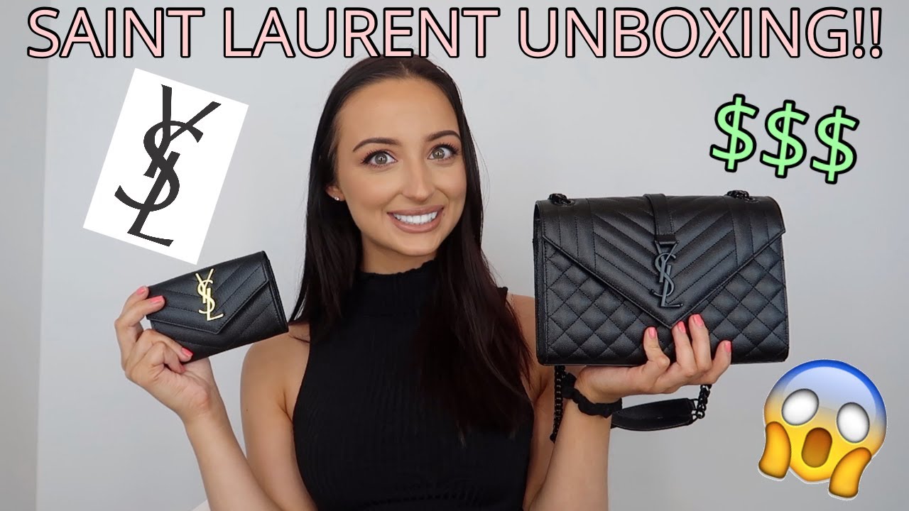 YSL MONOGRAM ENVELOPE MEDIUM BAG + MONOGRAM SMALL ENVELOPE WALLET UNBOXING + FIRST IMPRESSION!