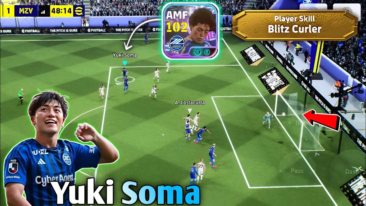 Soma Smashes It! 🤯 Yuki Soma's Blitz Curling Skills in eFootball 2026 Mobile AFC Champion League ⚽️