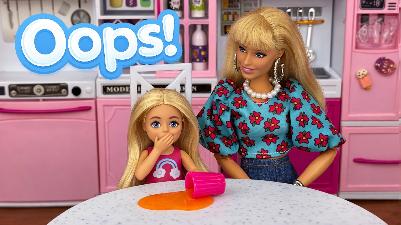 Chelsea Is Scared After Spilling Juice | Barbie Family Story