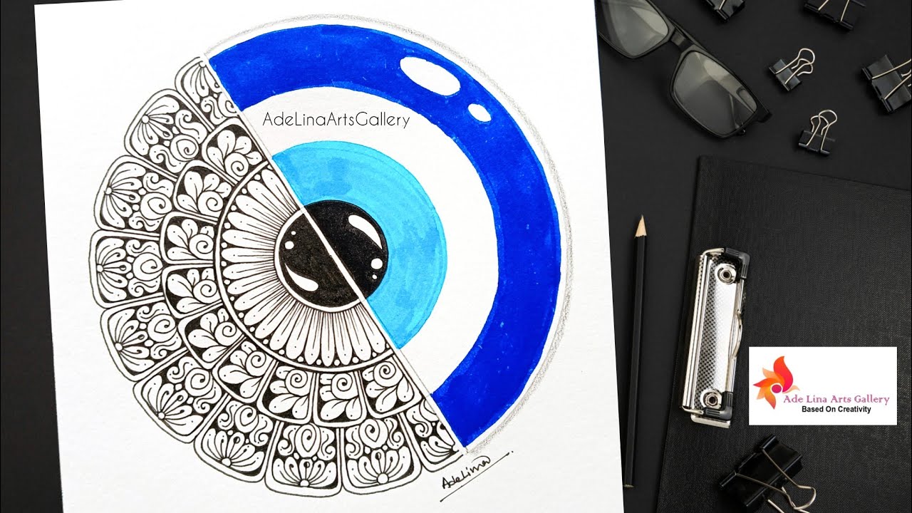 How To Draw Evil Eye Mandala Art For Beginners/ Easy Mandala Patterns Step By Step 