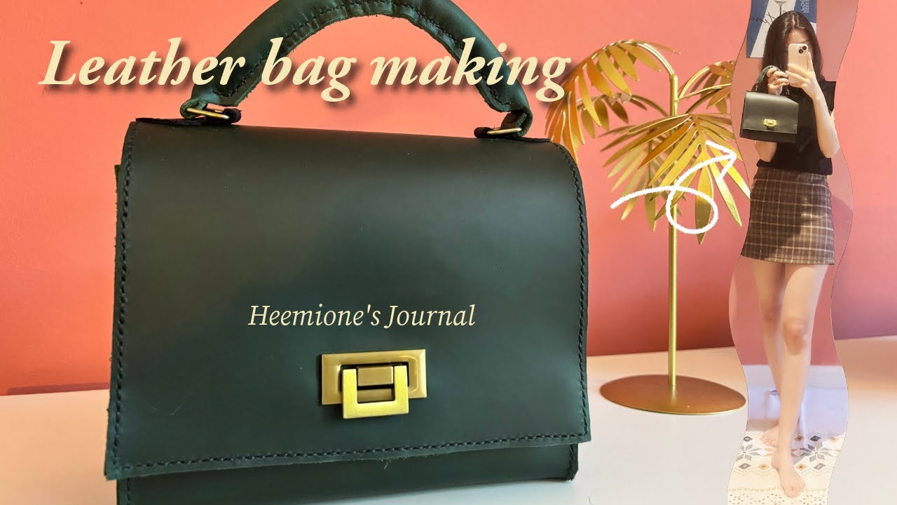 [Craft with me] Making a leather bag | Green handbag 💚👜