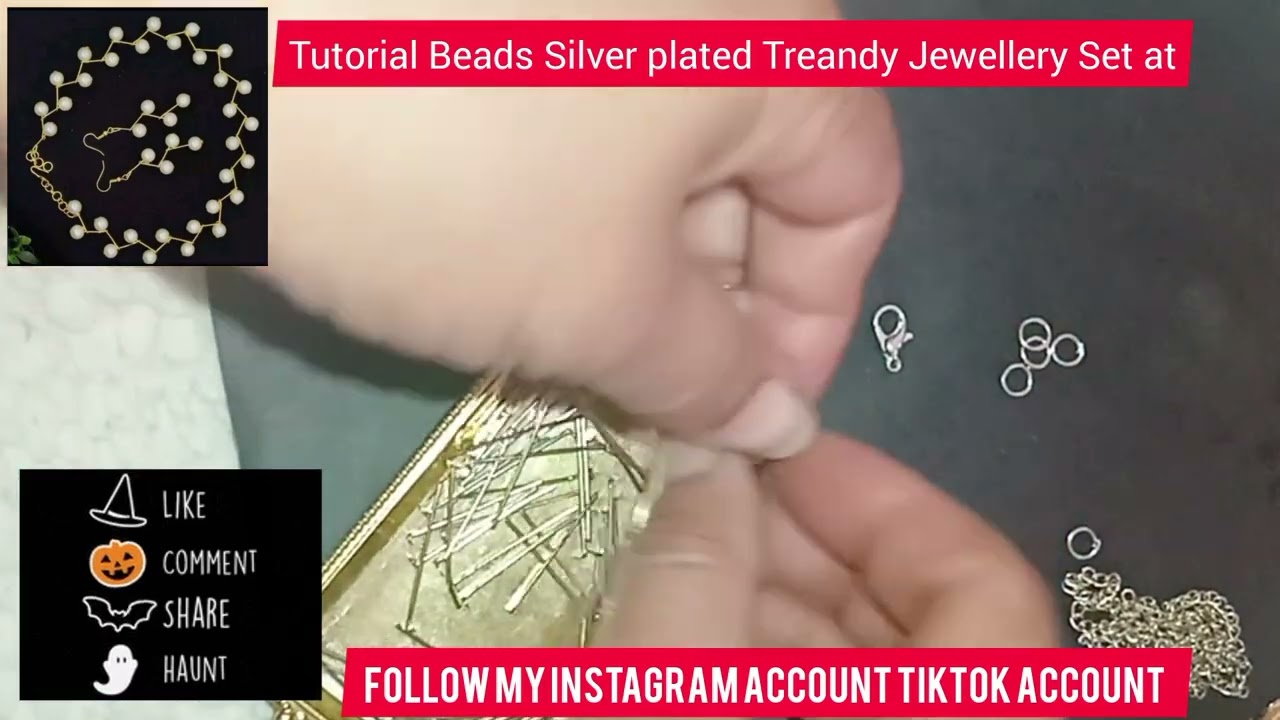  Pearls Beads Silver Set 💎 Handmade Jewellery Set H.B jewellery802#Diy#longvideo