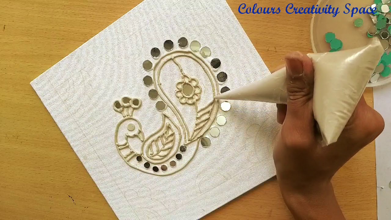 Diy Lippan Art On Canvas with cone work / Gujarati Kutch Lippan Work/ Mud & Mirror Artwork
