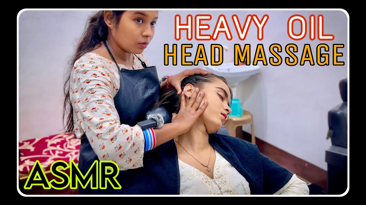 ASMR Indian Girl Receives HEAVY OIL Head Massage To Reduce DANDRUFF & ANXIETY | Head Neck Massage