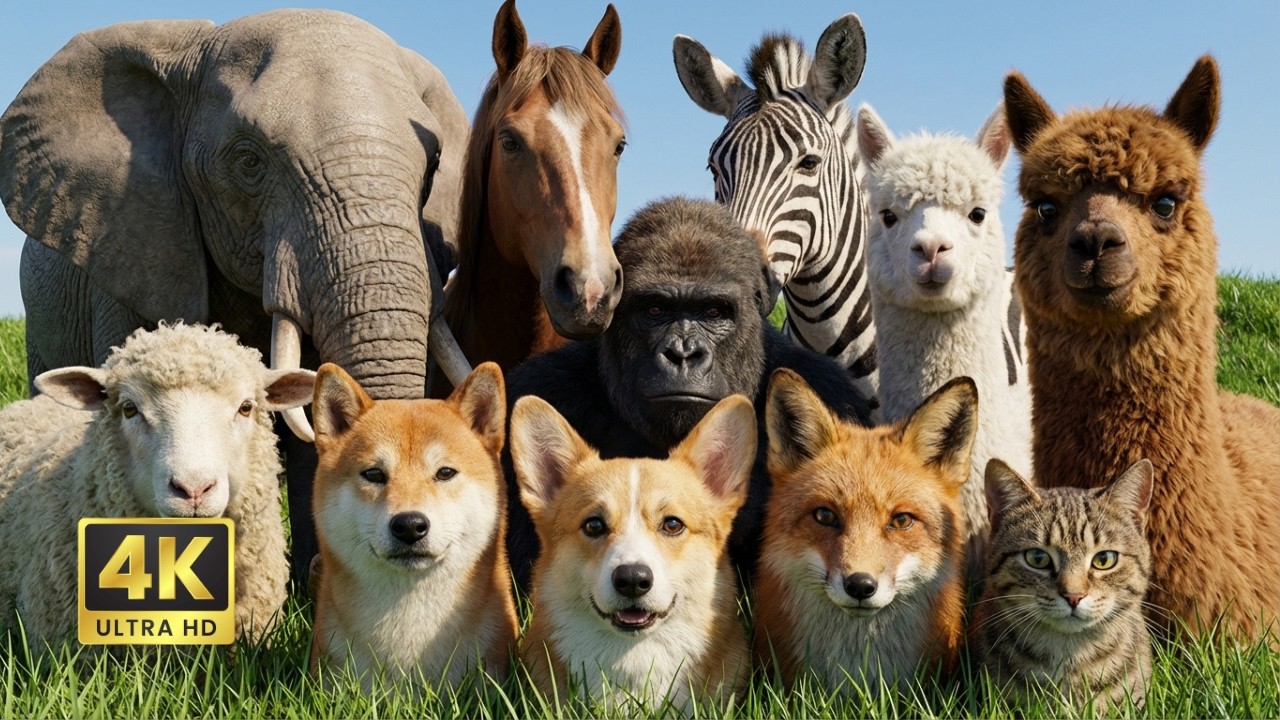 Beautiful Animal Moments - Elephant, Horse, Hamster, Cat, Parrot, Panda, Penguin - Familiar Animals
