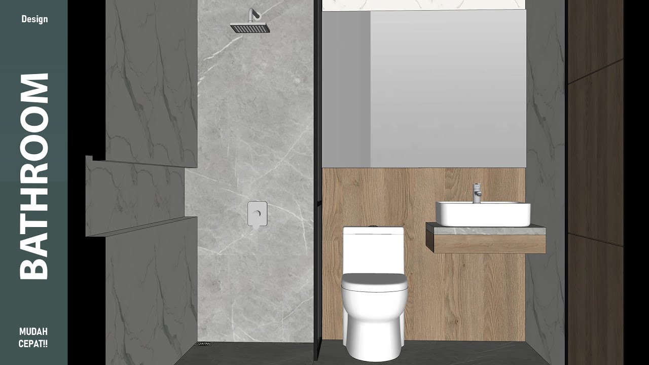 TUTORIAL SKETCHUP FREE 3D MODEL DESAIN KAMAR MANDI