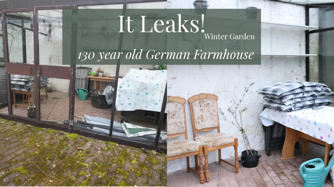 German Farmhouse Restoration: Rainy Day Greenhouse Cleaning & Reality