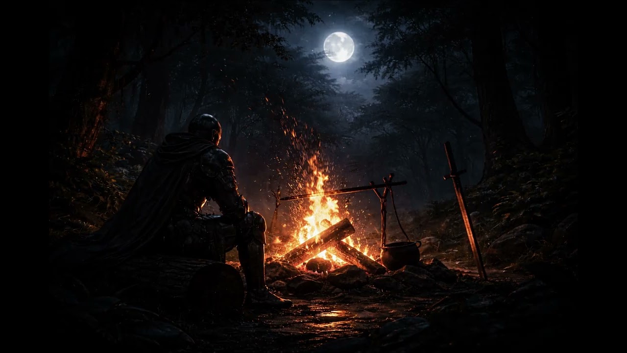 1 Hour Cozy Fireplace Sounds 🔥 Dark Night Ambience for Sleep