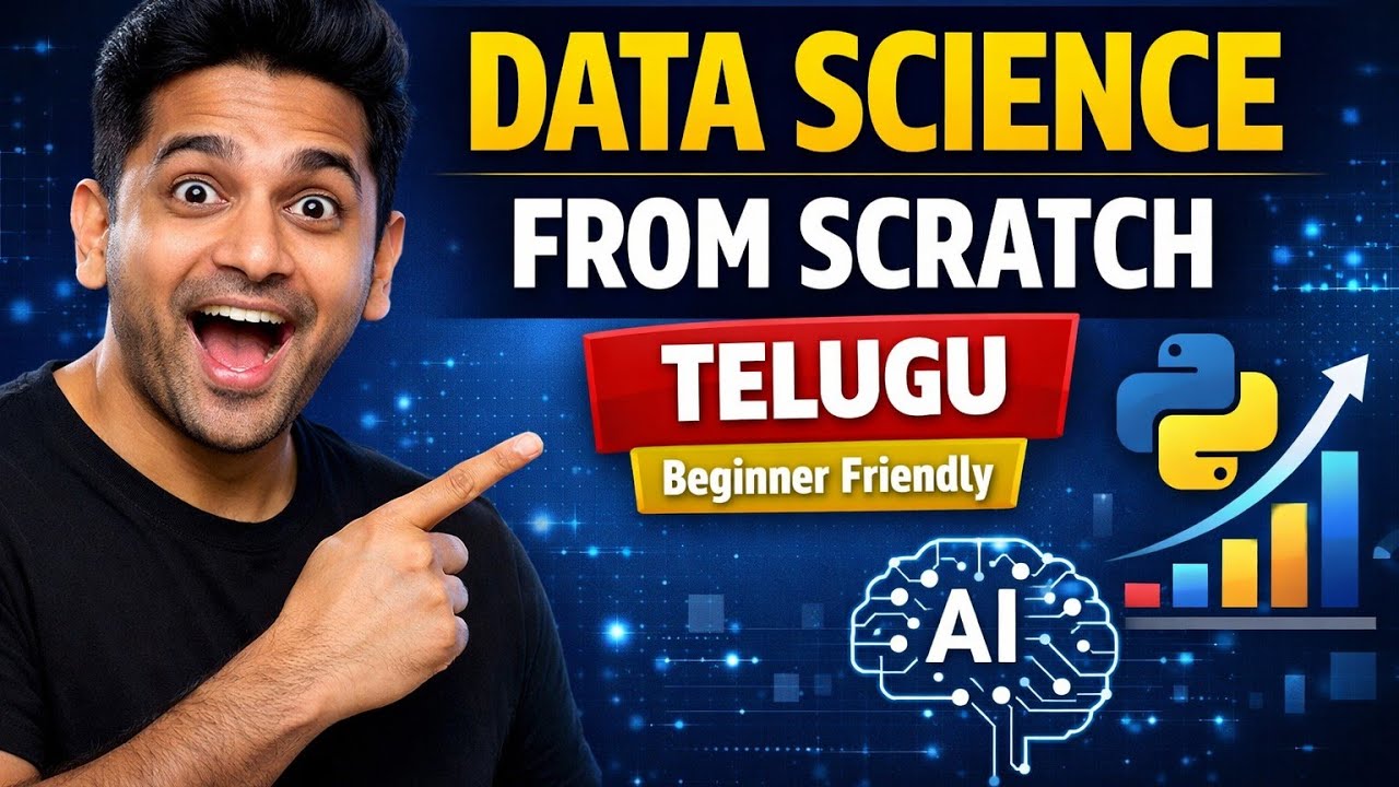 Data Science Tutorial From Scratch in Telugu | Python, ML, AI Explained for Beginners