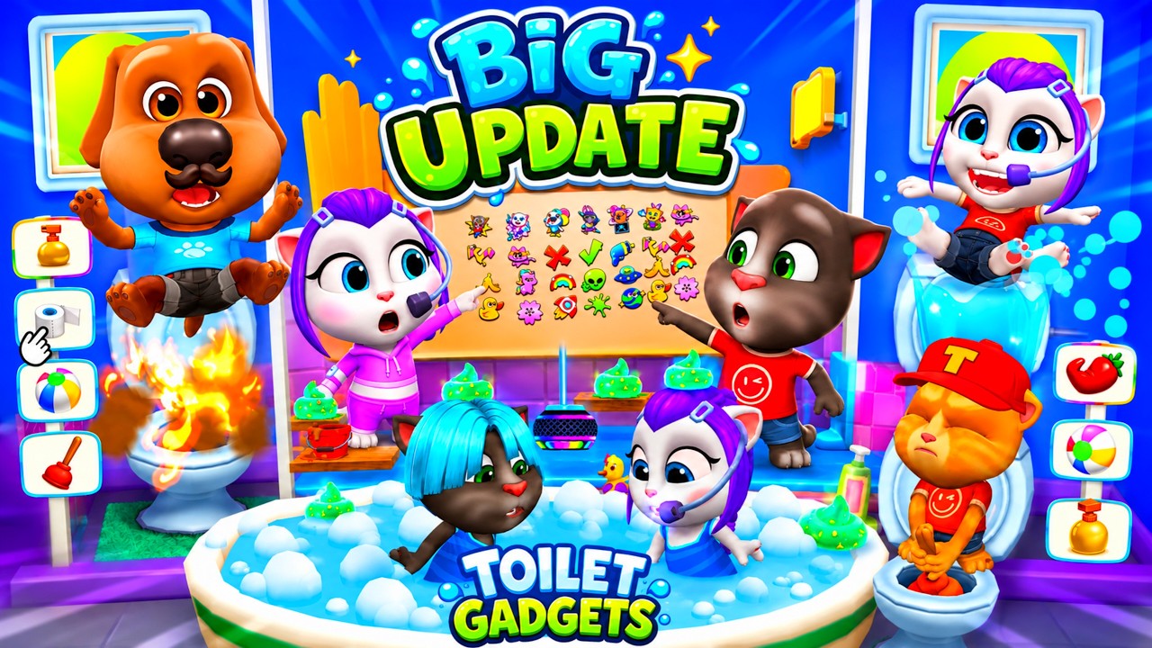 WOW BIG UPDATE MY TALKING TOM FRIENDS | NEW TOILET GADGETS | NEW GADGETS BATHROOM |  NEW PAINTS ❤️💛💚