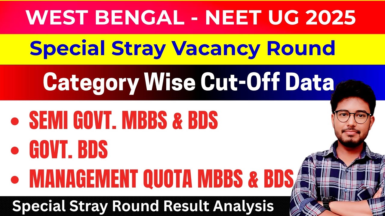 WB NEET 2025 | Special Stray Round Cut-Off Analysis 📊 State Quota & Management Quota | MBBS & BDS 🎯