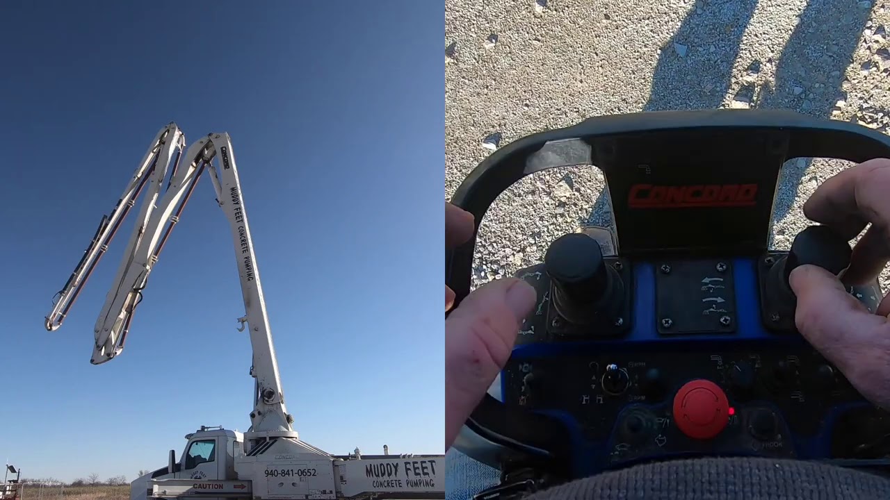 Concrete boom pump operation. Remote functions with Muddyfeet