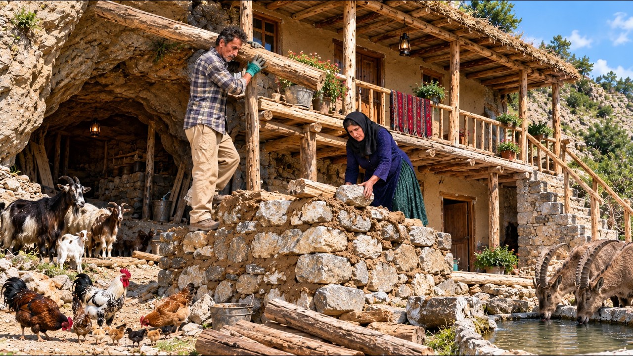 😱 Hard life in the cave: Rebuilding the cave and collecting firewood for survival