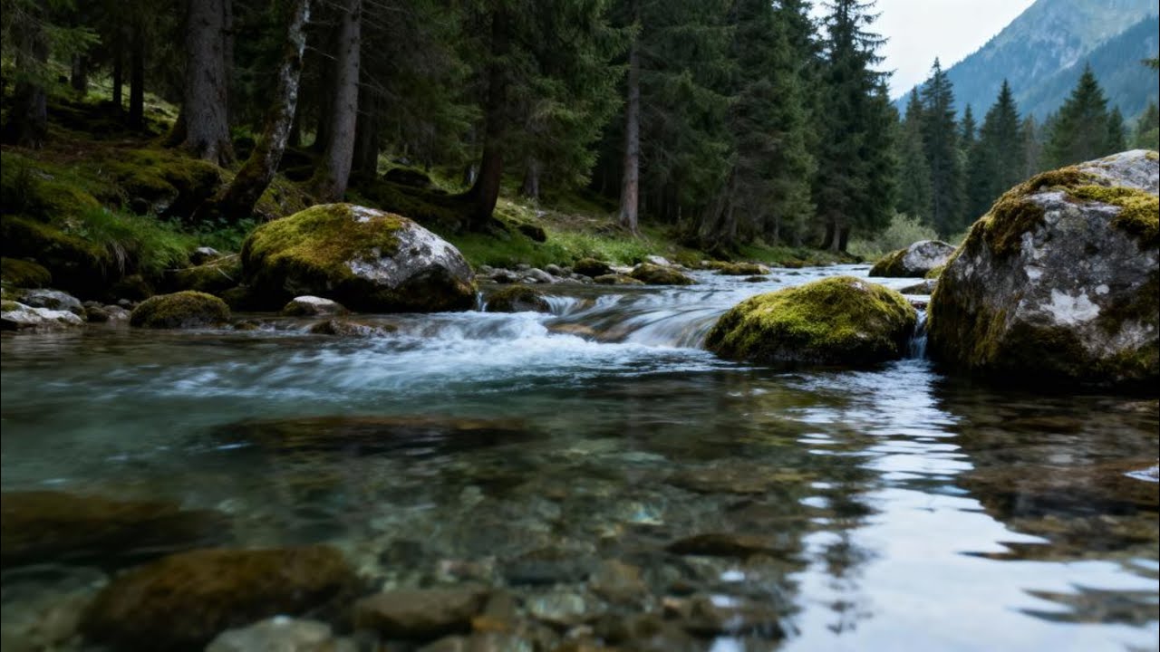 🌲 Peaceful Forest River Live | Crystal Clear Water Sounds for Relaxation & Sleep
