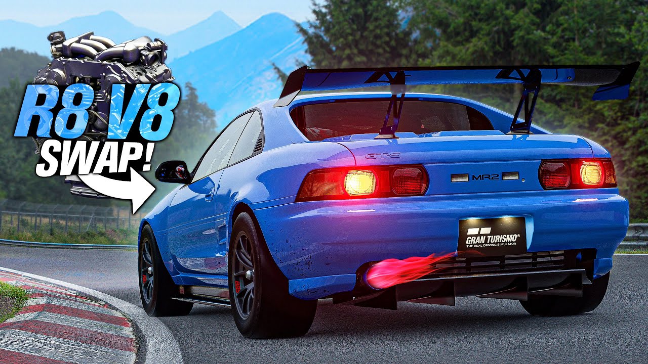 Gran Turismo 7 but I Audi R8 Engine Swap an MR2??