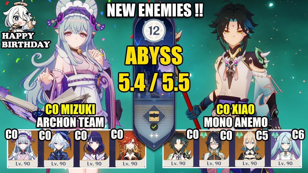 NEW Spiral Abyss 5.4 - 5.5 | C0 Mizuki Archon Team & C0 Xiao Mono Anemo | Genshin Impact 【原神】