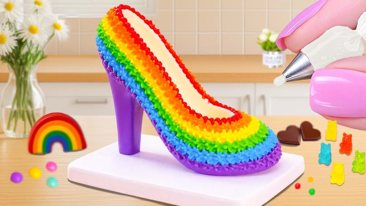 Zapatos de Chocolate Arcoíris 👟🌈 Creativos, Divertidos y Originales 🌟 Mini Cake Rainbow