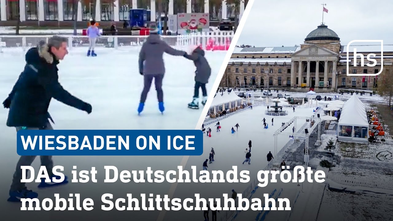 Wiesbaden macht's m&ouml;glich: Deutschlands gr&ouml;&szlig;te mobile Schlittschuhbahn er&ouml;ffnet! | hessenschau