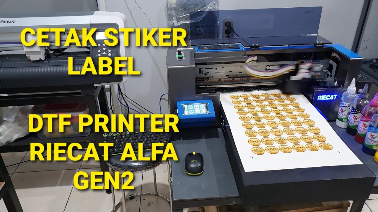 CETAK STIKER LABEL PAKAI PRINTER DTF RIECAT ALFA GEN2