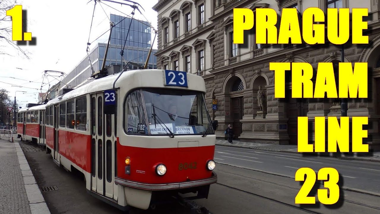 PRAGUE TRAM LINE 23 *  retro line * Tram type T3M * ( part 1 )