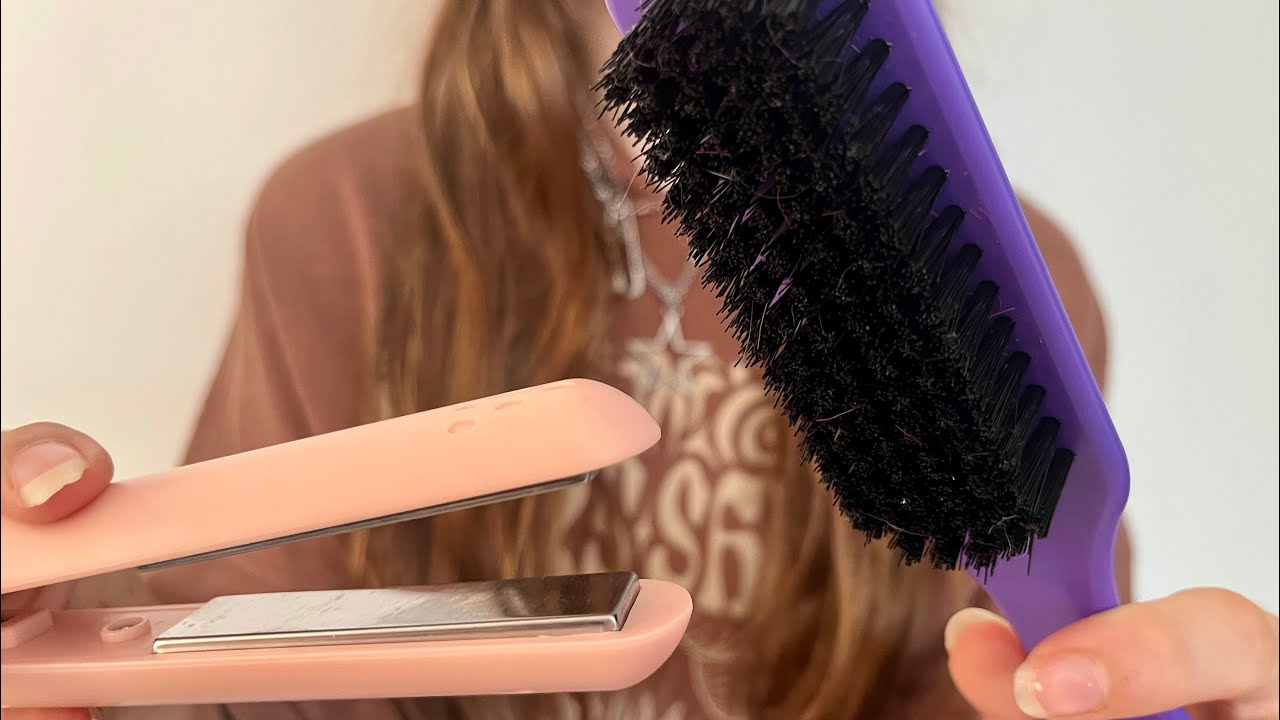 ASMR Straightening your hair | Hair brushing | Hair straightening | Hair combing | no talking